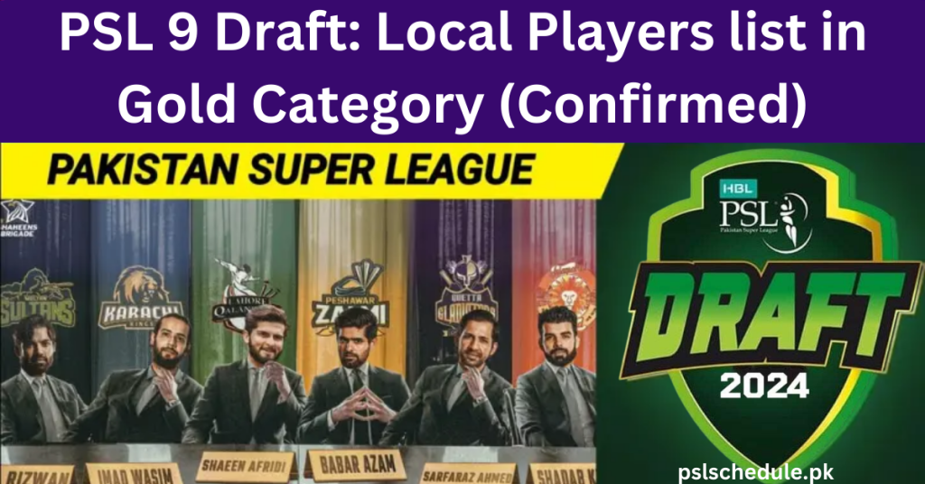 PSL 9 Draft: Local Players list in Gold Category (Confirmed)
